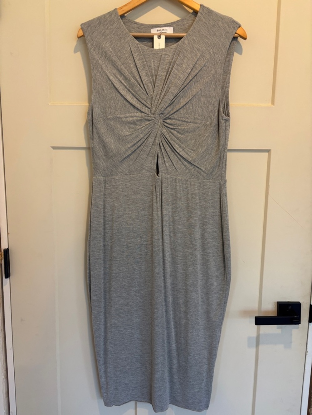Anthropologie Gray Knot-Front Midi Dress